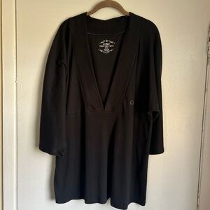 Avenue The Longest Tunic 3/4 Sleeve Black 100% Cotton Size 18/20 NWOT